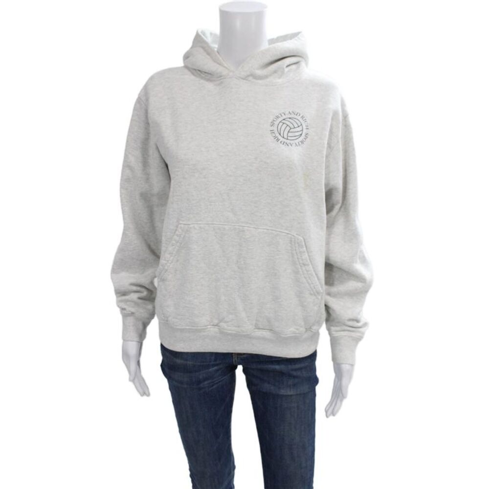 Sporty & Rich Unisex Adults Gray Pullover Cotton Crew Neck Long Sleeve Size XS